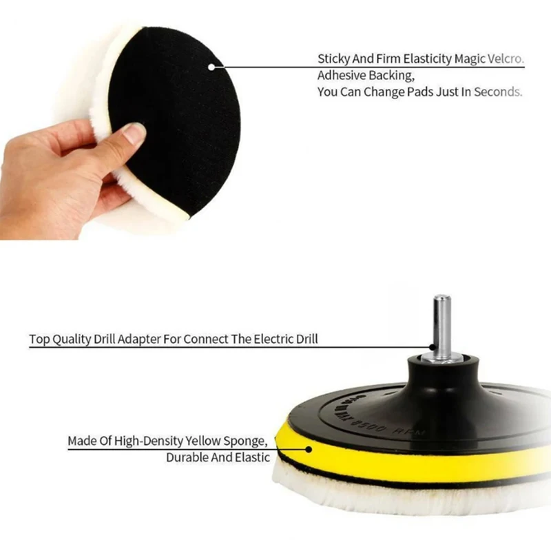 Car Polishing Pad 5Pcs 3 Inch Polishing Kit Car Waxing Sponge Disk Wool Wheel Auto Paint Care Polisher Pads Gadget