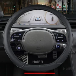 Premium D - Type Flat Bottom Steering Wheel Cover Wrap - Ultimate Protection Accessory (Black Thread D - type)