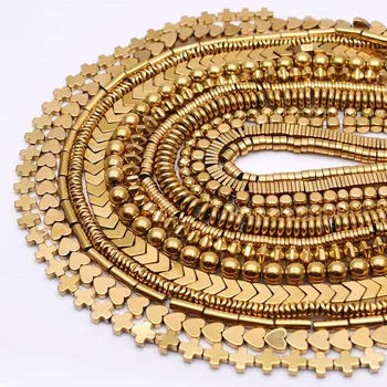 Genuine Gold Plated Natural Hematite Stone Spacers 1