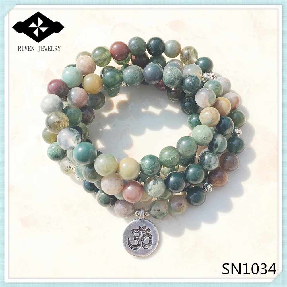 Ruberthen Womens Lotus 108 Mala Yoga Jewelry