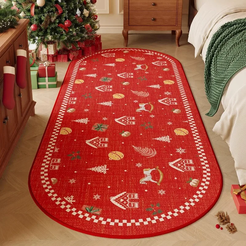 Christmas Living Room Carpet Retro Creative Square Plaid Bedroom Runner Rug Snowflake Plant Home Cloakroom Mat 러그 Ковер Alfombra