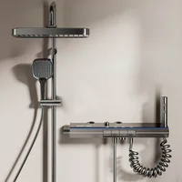 Bathroom Drizzle System Set Space Aluminum Shower System,LED display Matte Gray Pressurized Shower Bath Shower Set Home 2