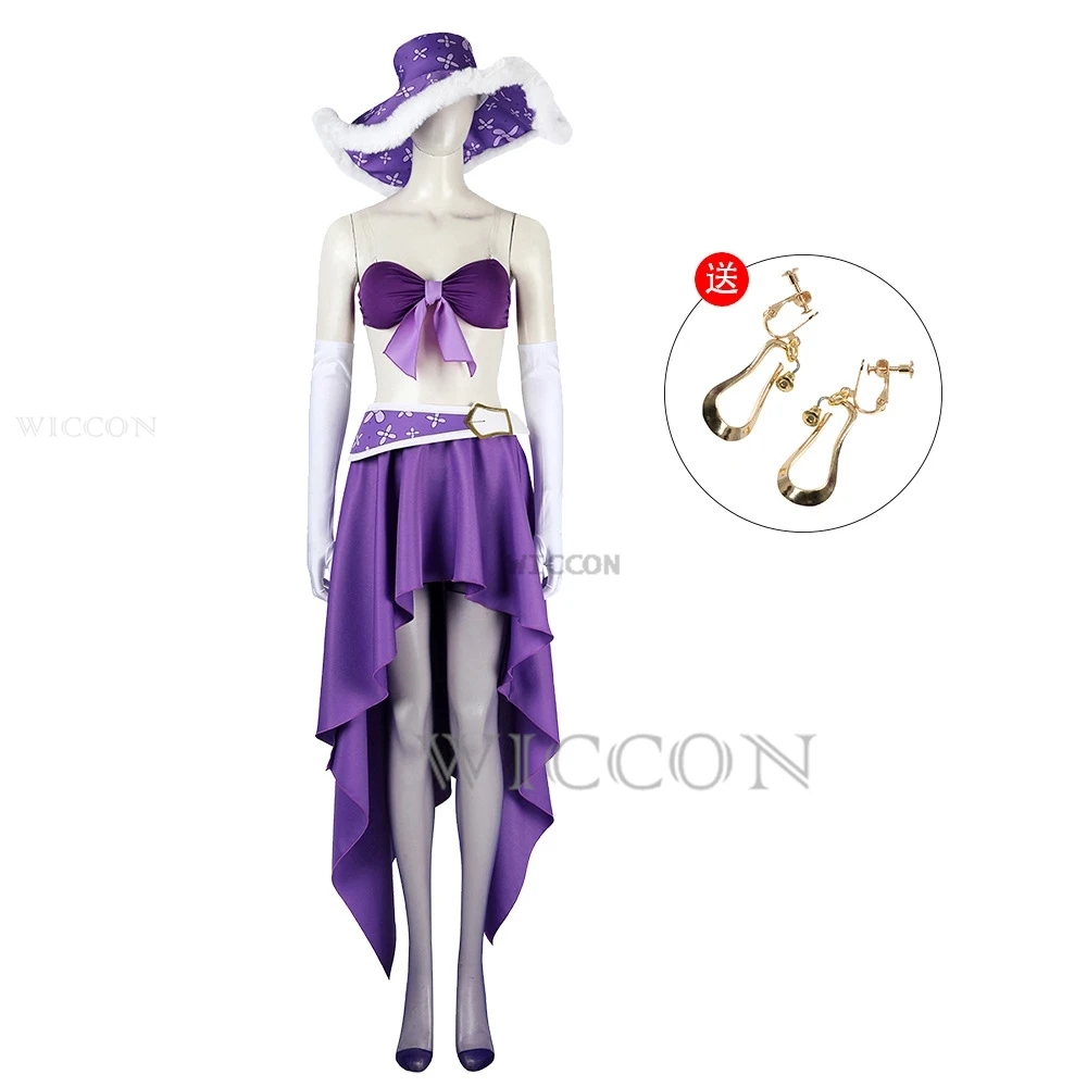 

1PC Robin Cosplay Costume Wg Pirates Nico Purple Dress Devil Child Carnaval 1PIECE Cosplay Halloween Women Sexy Fancy Suit