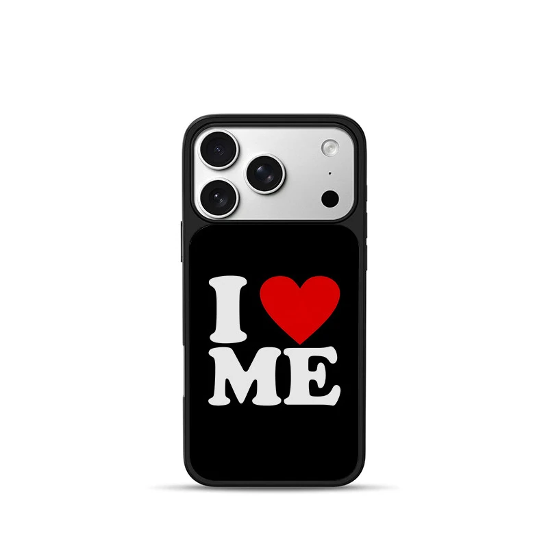 Korean I LOVE ME Red Love Heart Electroplated Phone Case Back Cover