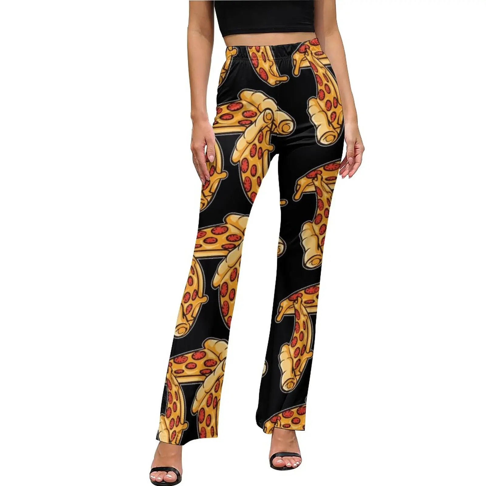 Pizza Pants Food High Rise Dropshipping Lady Flare Pants New Year Basic Trouser capri leggings with pockets Pants & Capris