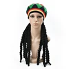 Jamaican Style Woven Knitted Wigs Beret Hat Black Dreadlocks Wig Rasta Wig Crocheted Knitted Beret Cap Reggae Wig Hat for Party 1