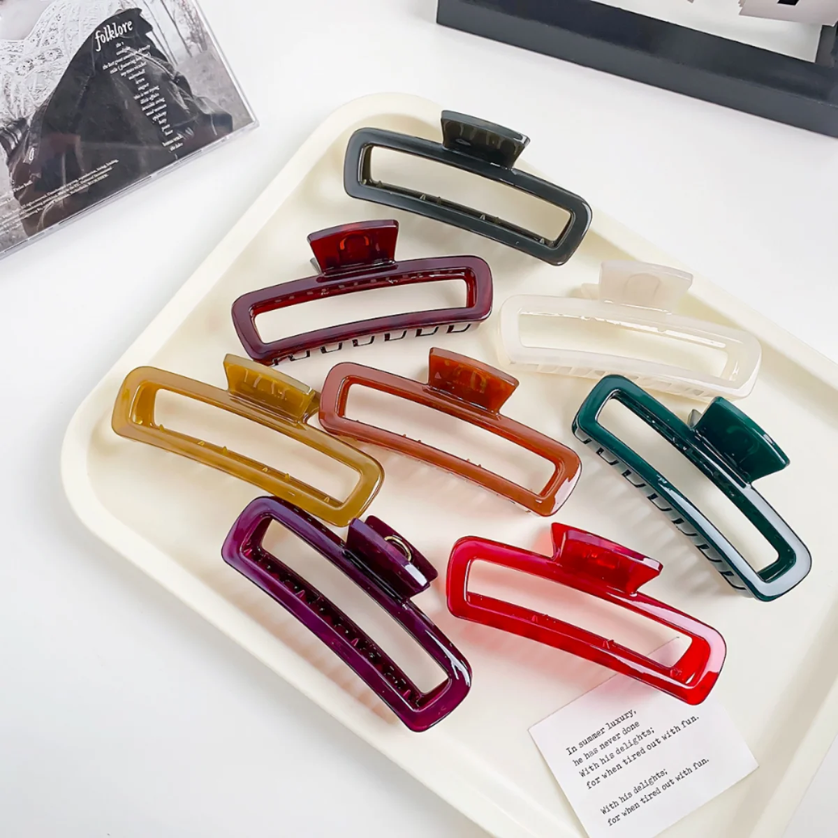 

Simple Jelly Color Geometric Hollow Large Claw Clip For Women Fashion Shark Clip For Girl Headwear Barrette Hair Accessories