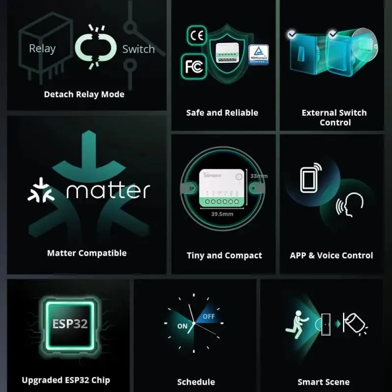 SONOFF 미니 R4 Matter MINIR4M Matter Relay Sonoff 미니 R4 익스트림 와이파이 스마트 스위치 Matter Alice 스마트 홈 컨트롤 알렉사 구글