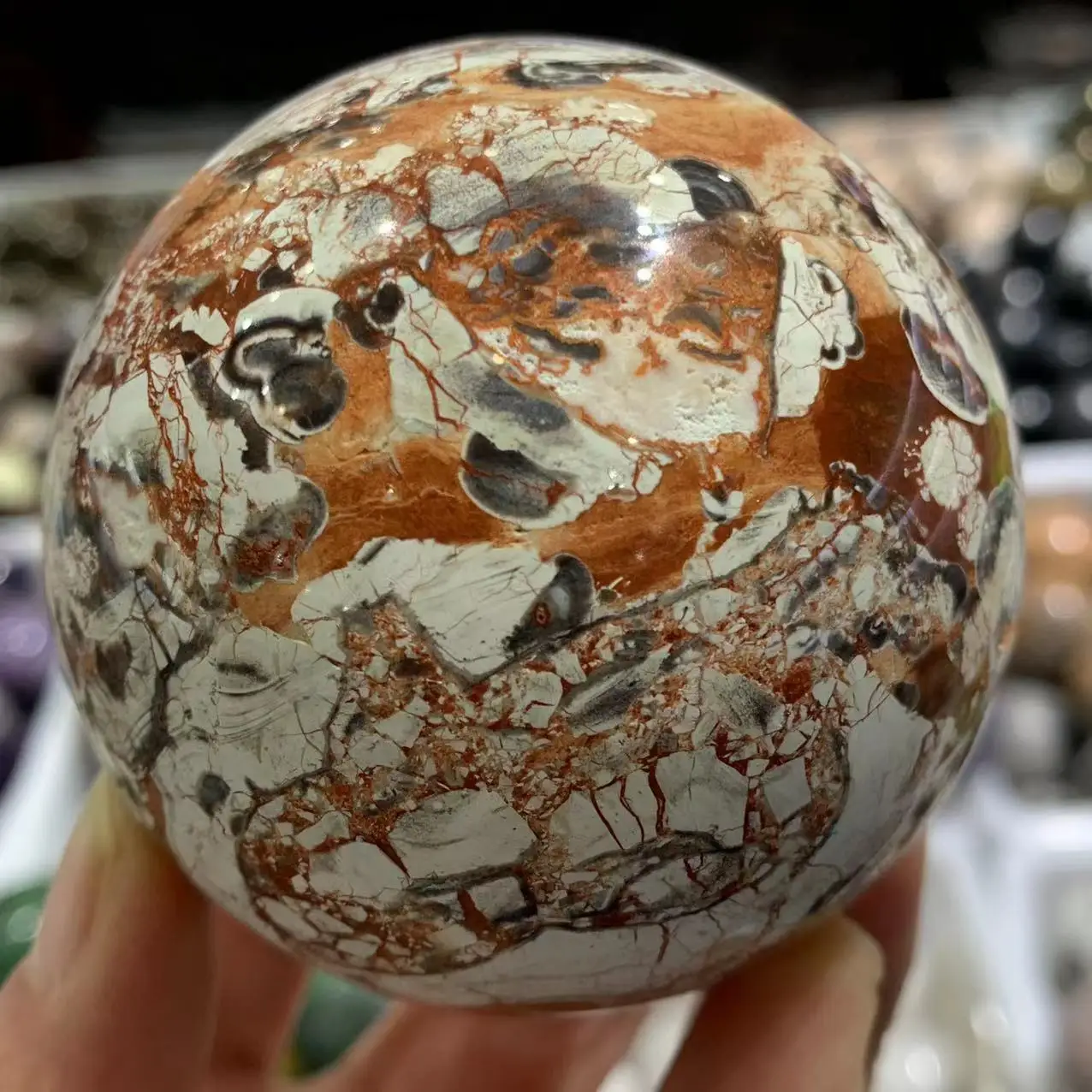 

Natural Dragon Grain Agate Stone Ball Hand Polished Crystal Energy HealingHome Decor Gift