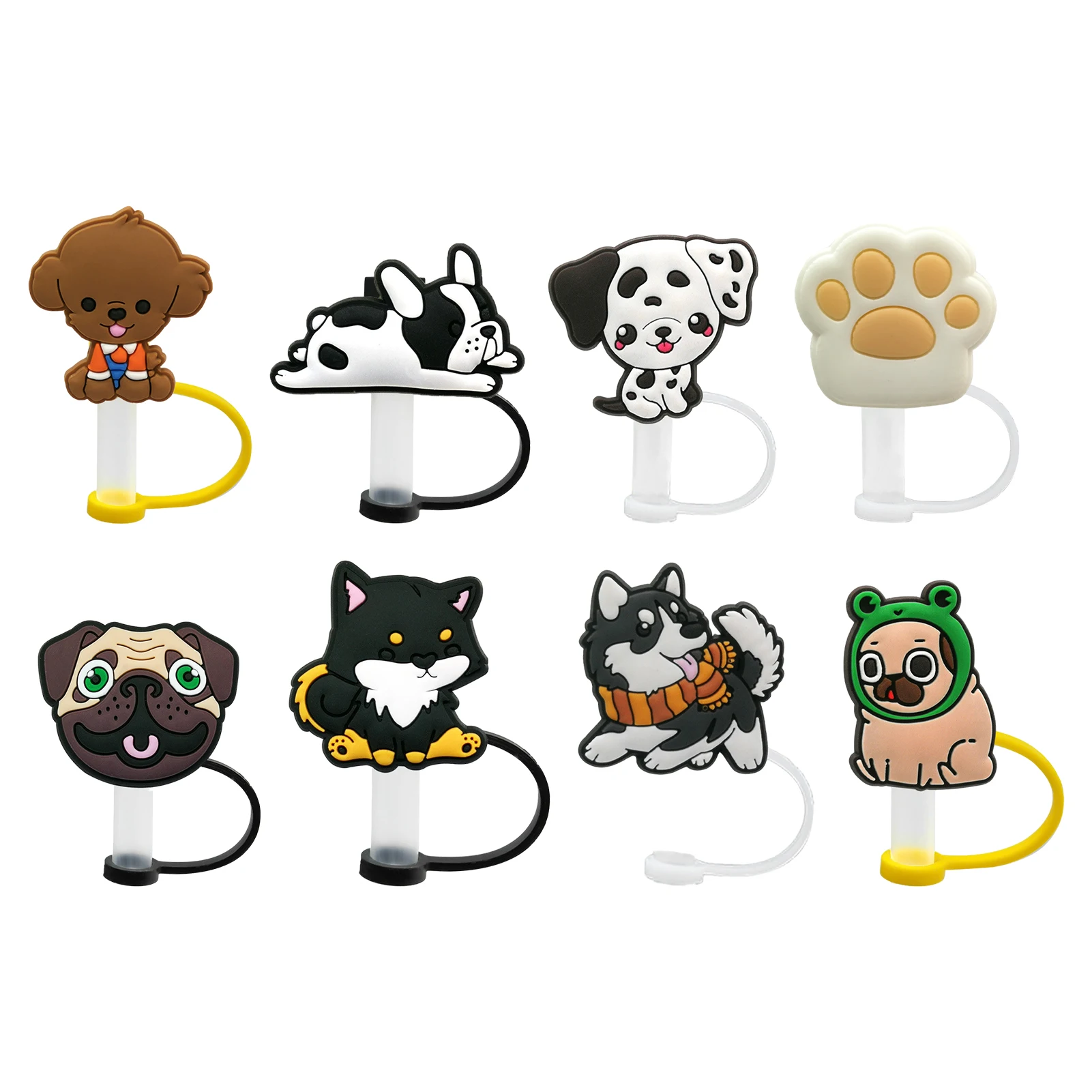 

8 шт. милые герметичные многоразовые силиконовые наконечники 7-8 мм, Дорожный Чехол из соломы, мягкая мультяшная собака, сохраняющая чистую чистоту, освещение интерьера, Пыленепроницаемость