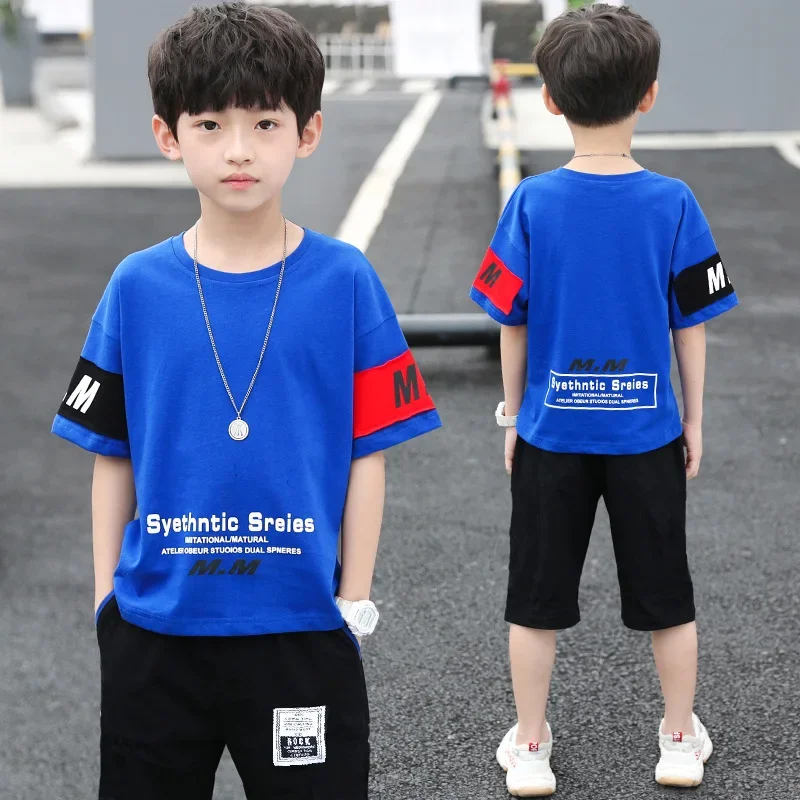 Boys Clothing Sets Tracksuit Teen 6 8 9 10 12 Year Summer Casual Outfit T-shirt + Pants Boys Clothes Children Clothing Suit Kids