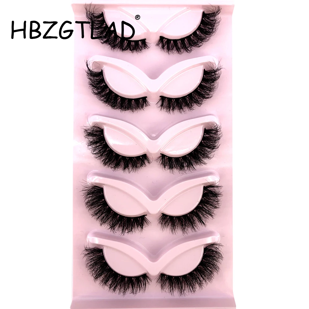 HBGZTLAD False Eyelashes Cat Eye Wispy end eye elongated Thick Mink Lashes Fluffy Short Natural Fake Lashes 5 Pairs Multipackack