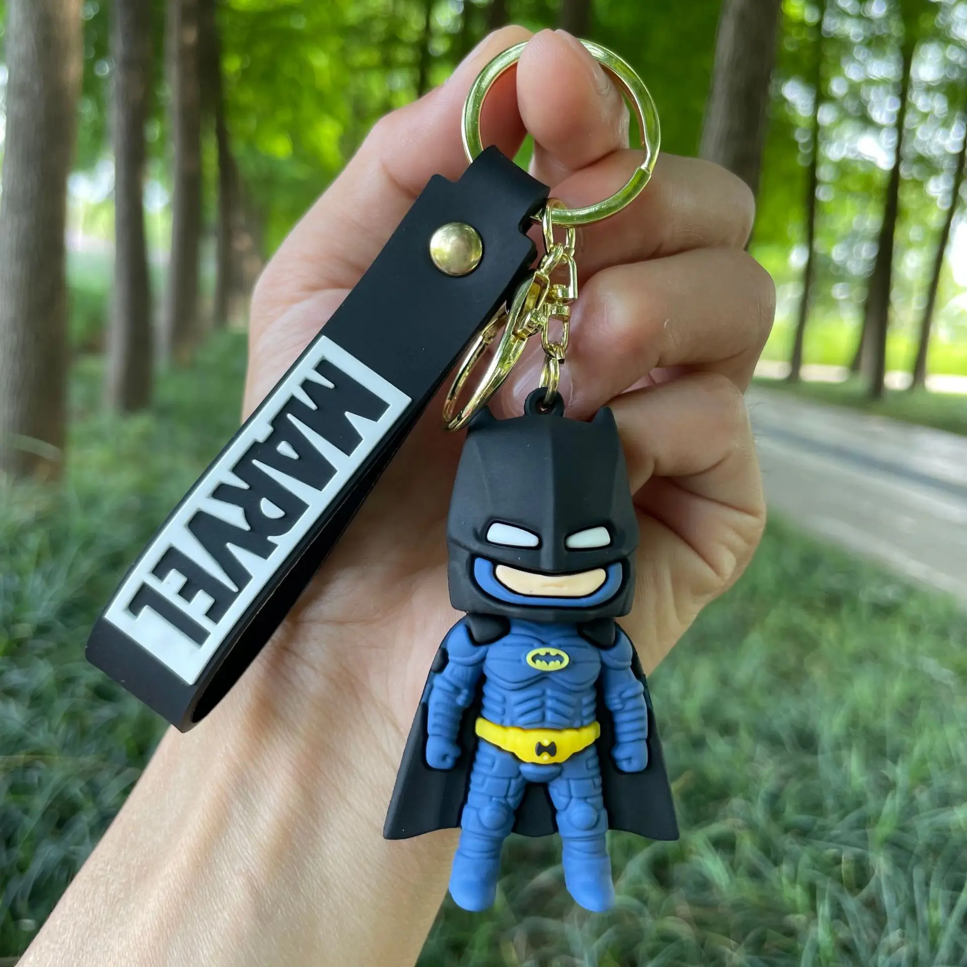 Batman Superhero Keychain Cartoon Doll Silicone Material Movie Peripherals  Pendant Toys Gifts