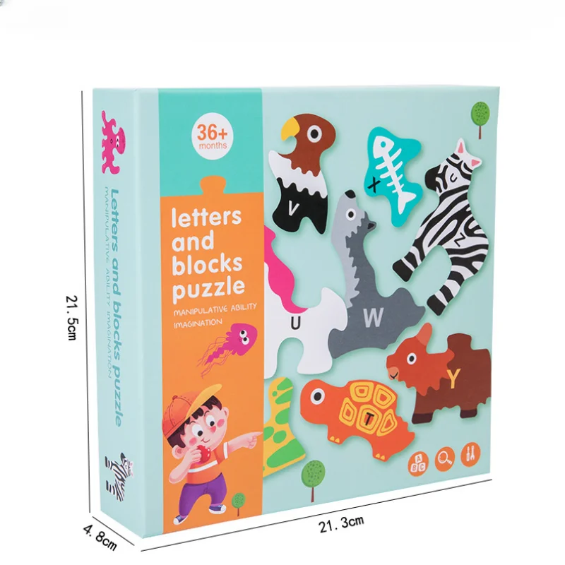 Animal Wooden Jigsaw Puzzle Montessori Kids Cartoon 3D Puzzles Games Baby Early Learning Educational Toys for Children 6