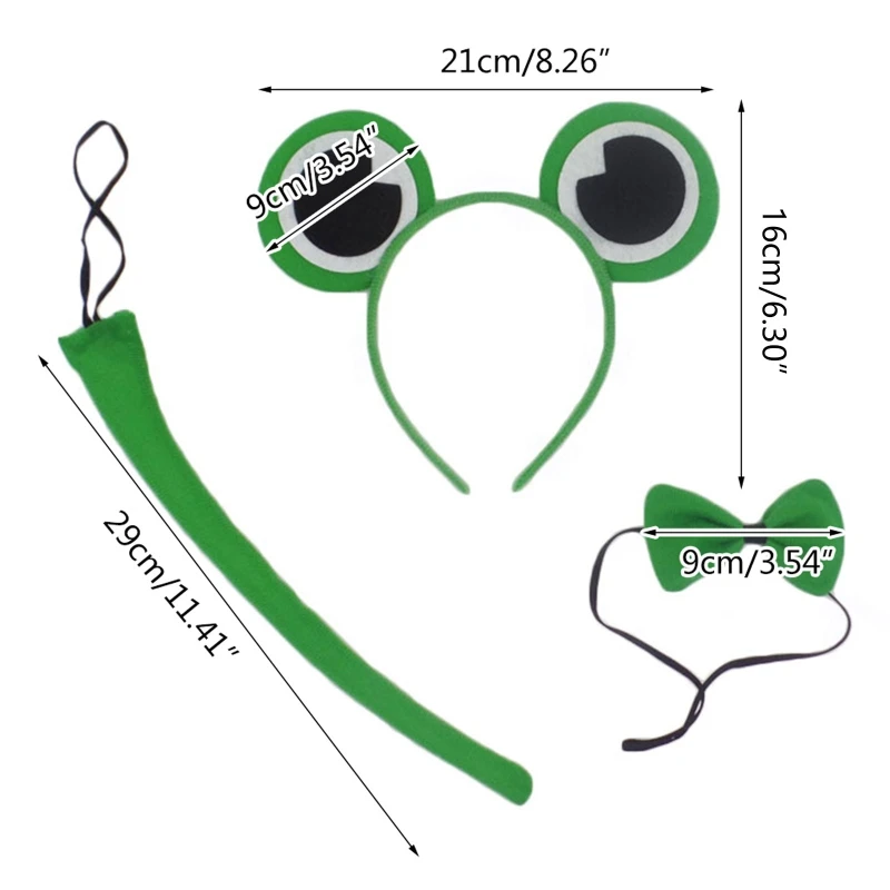 Kids 3Pcs Animal Cosplay Costume Set for CAT Ears Plush Headband Long Tail Bow