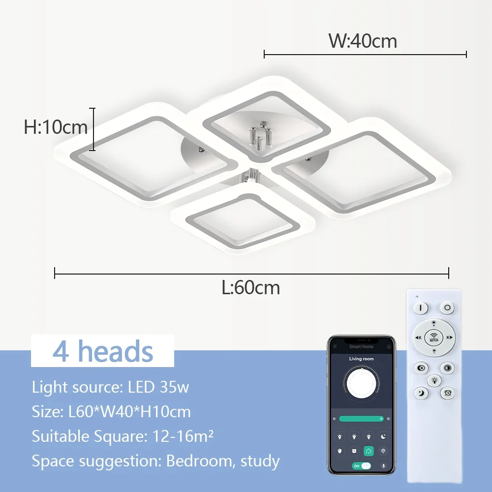 Modern Nordic LED Pendant Light - Square Ceiling Chandelier for Home Decor