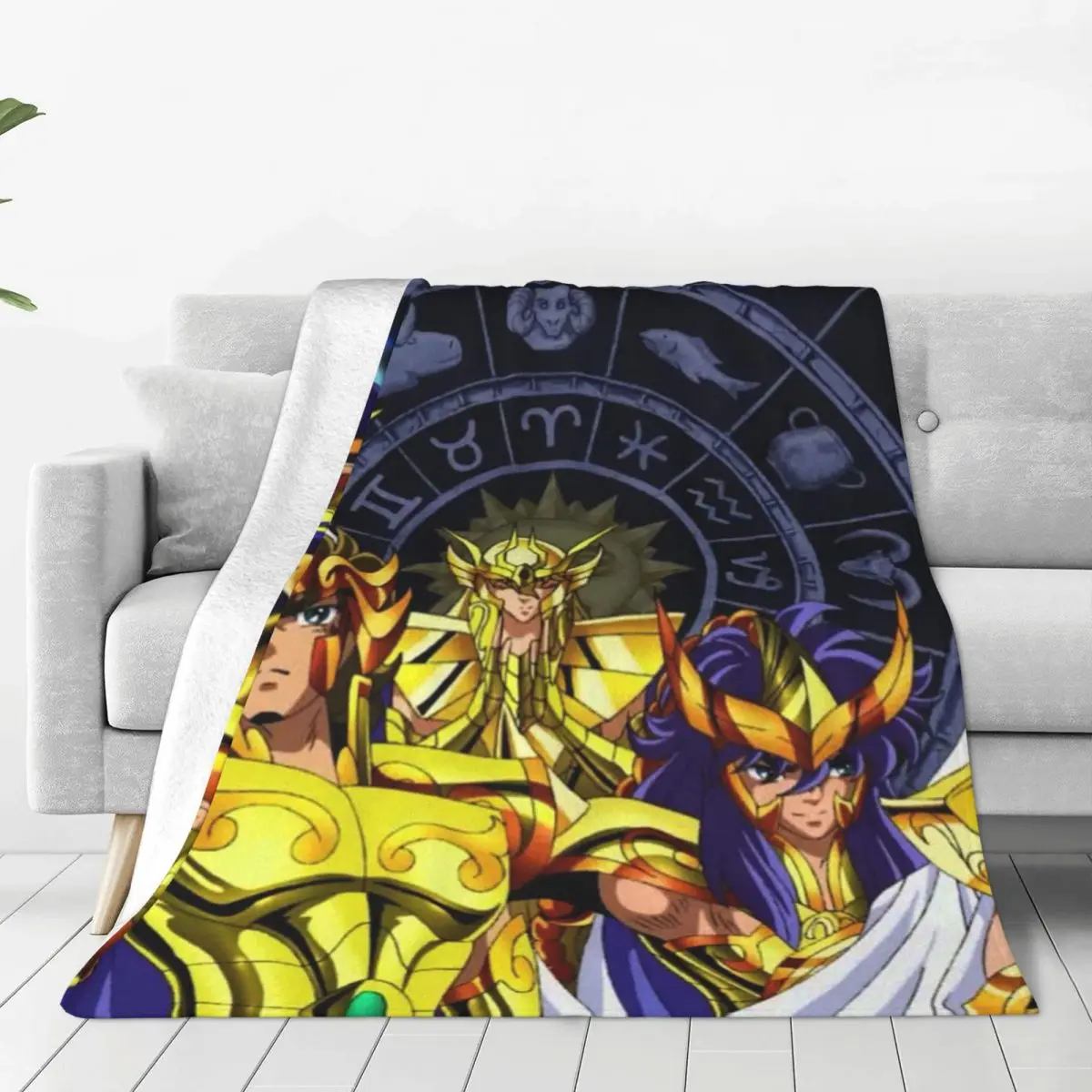 

The Knights Of The Zodiac Anime Blanket 3D Print Adult Plush Vintage Warm Throw Blanket for Coverlet All Season