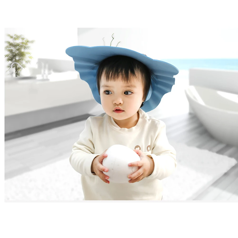 

Мягкая шапочка для детского душа, безопасная шапочка для защиты ушей от шампуня и душа, безопасная Защитная насадка для детского мытья воло...