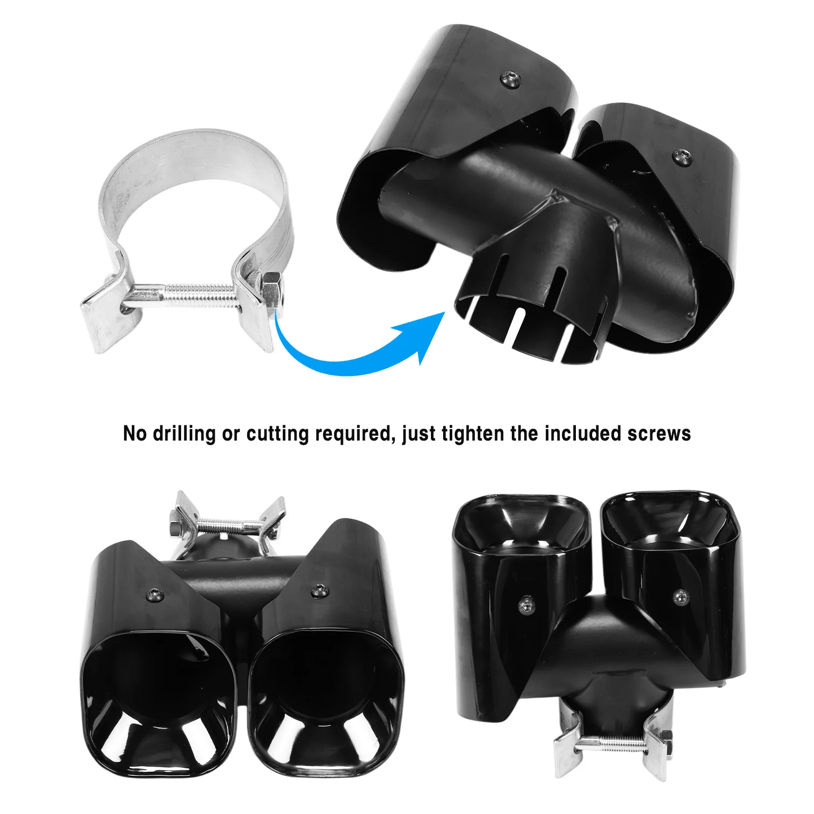 Car Rear Tail Exhaust Protection Cover Stainless Steel Double Exhaust Tips Pipe Trim for Land Rover Defender 90/110/130 20-25