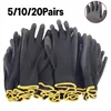 Black PU Coated Work Gloves Breathable Non Slip for Factory Machinery Gardening Woodworking Outdoor Work Car Repair Supplies 1