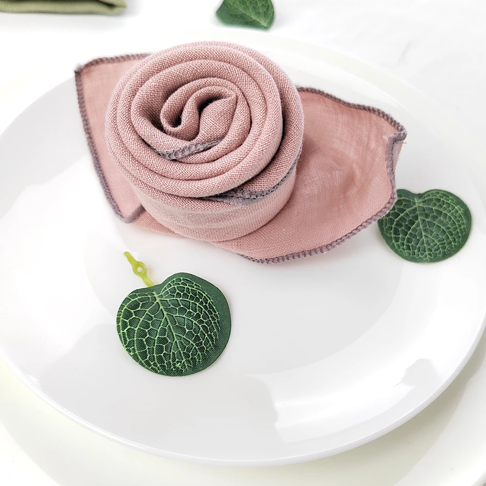 40x40cm Pure Linen Napkins Cloths Reusable Soft Comfortable Fabric Kitchen Accessories for Wedding Birthday Parties Set Of 4