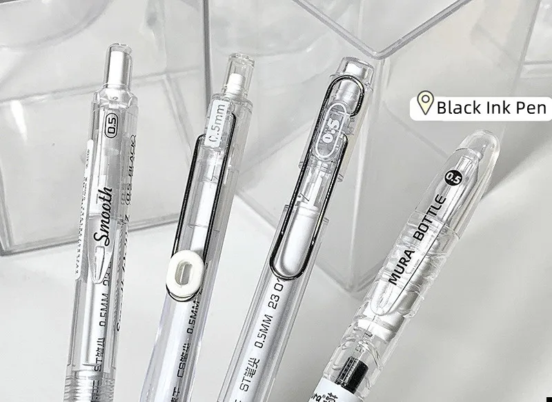 Stylo gel de mode coréenne, blanc transparent, stylo gel solide, stylo de  papeterie, encre noire, stylo de scrapbooking à séchage rapide, simplicité,  0.5mm, 7 pièces - AliExpress