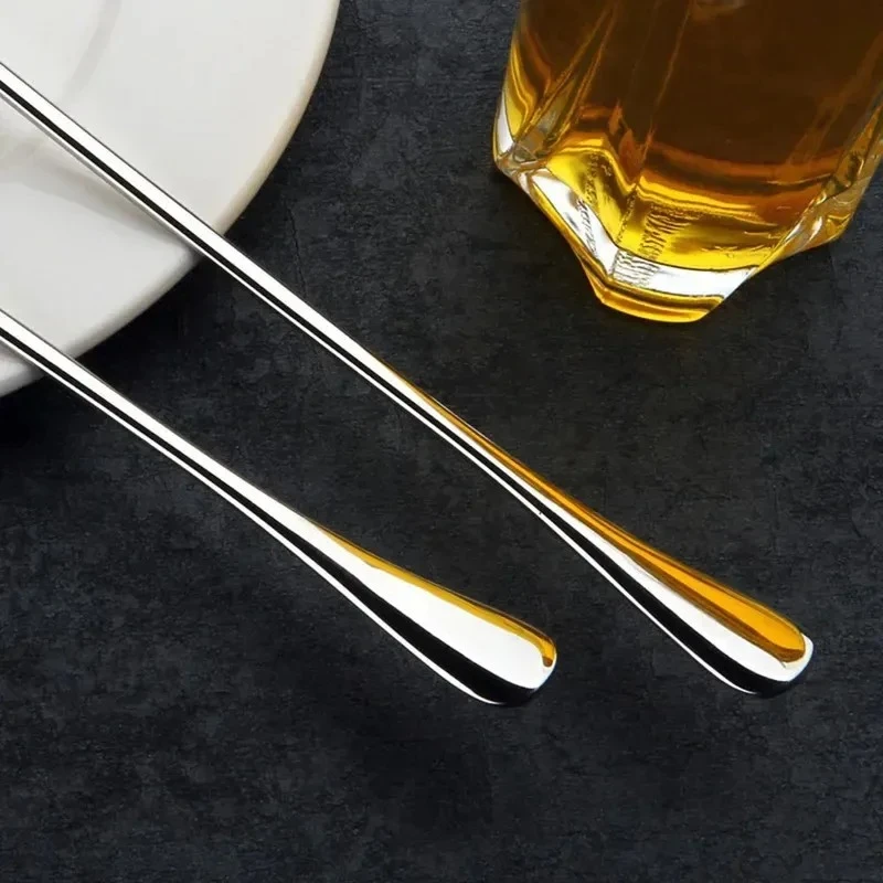 6Pcs Stainless Steel Long-Handled Ice Teaspoon Coffee Spoon Ice Cream Stirring Spoon Kitchen Accessories