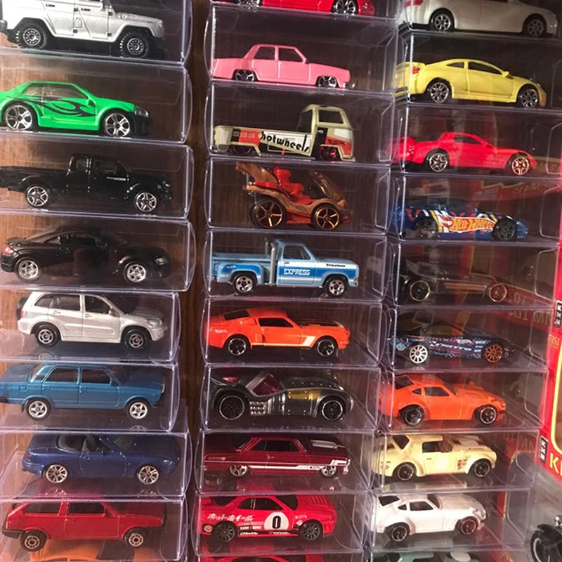 50/100pcs 아크릴 디스플레이 케이스 플라스틱 작은 명확한 저장 상자 자동차 모델 먼지 증거 보호 컨테이너 장난감 용품