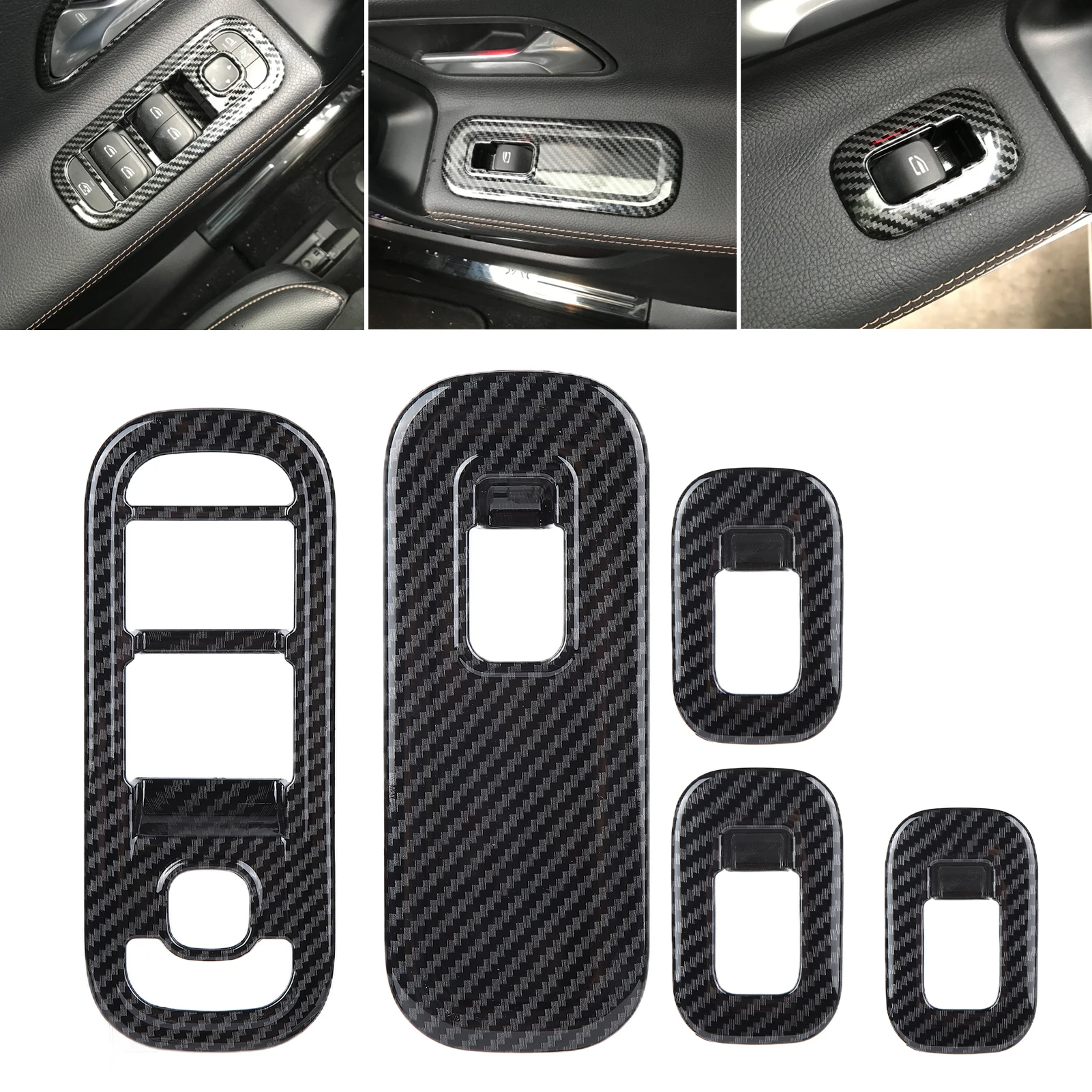 

Car Window Switch Panel Trim Carbon Fiber Style Window Lift Switch Frame Replacement A-Class W177 2018+