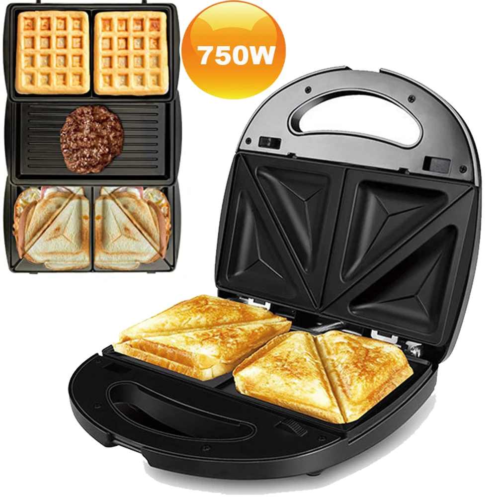 3in1 Multifunctional Breakfast Machine 220v 750w Electric Waffle