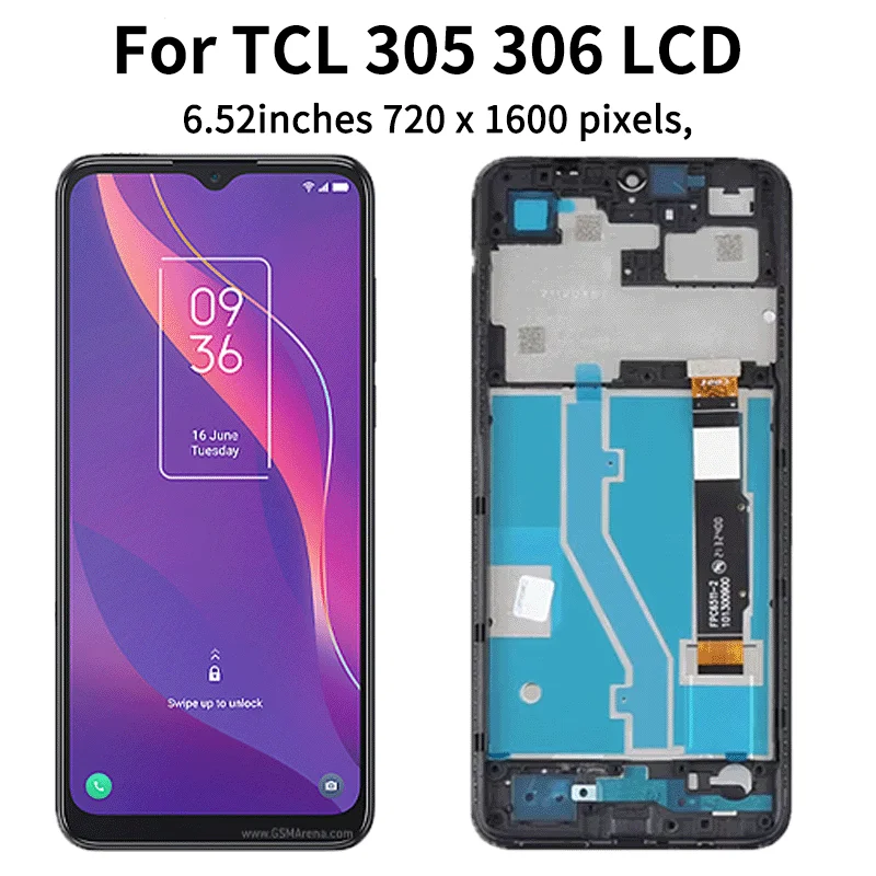 DISPLAY LCD VETRO TOUCH SCREEN SCHERMO PER TCL 306 X668 6102H NERO - Foto 4