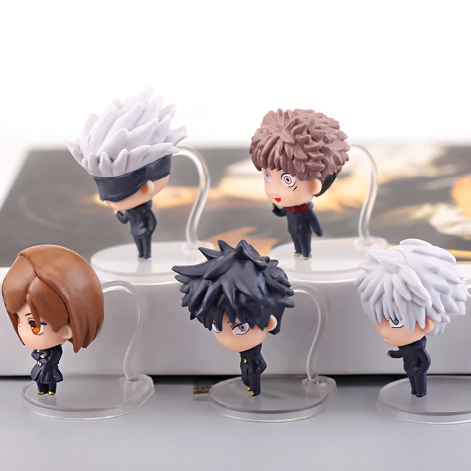 Anime Jujutsu Line Figure Kojo Yuji Satoru Gegenseitige Hilfe Fushiguro Megumi Kugisaki Nobara Set Toys Car Decora Chion PVC Model Techfts – Detail 8