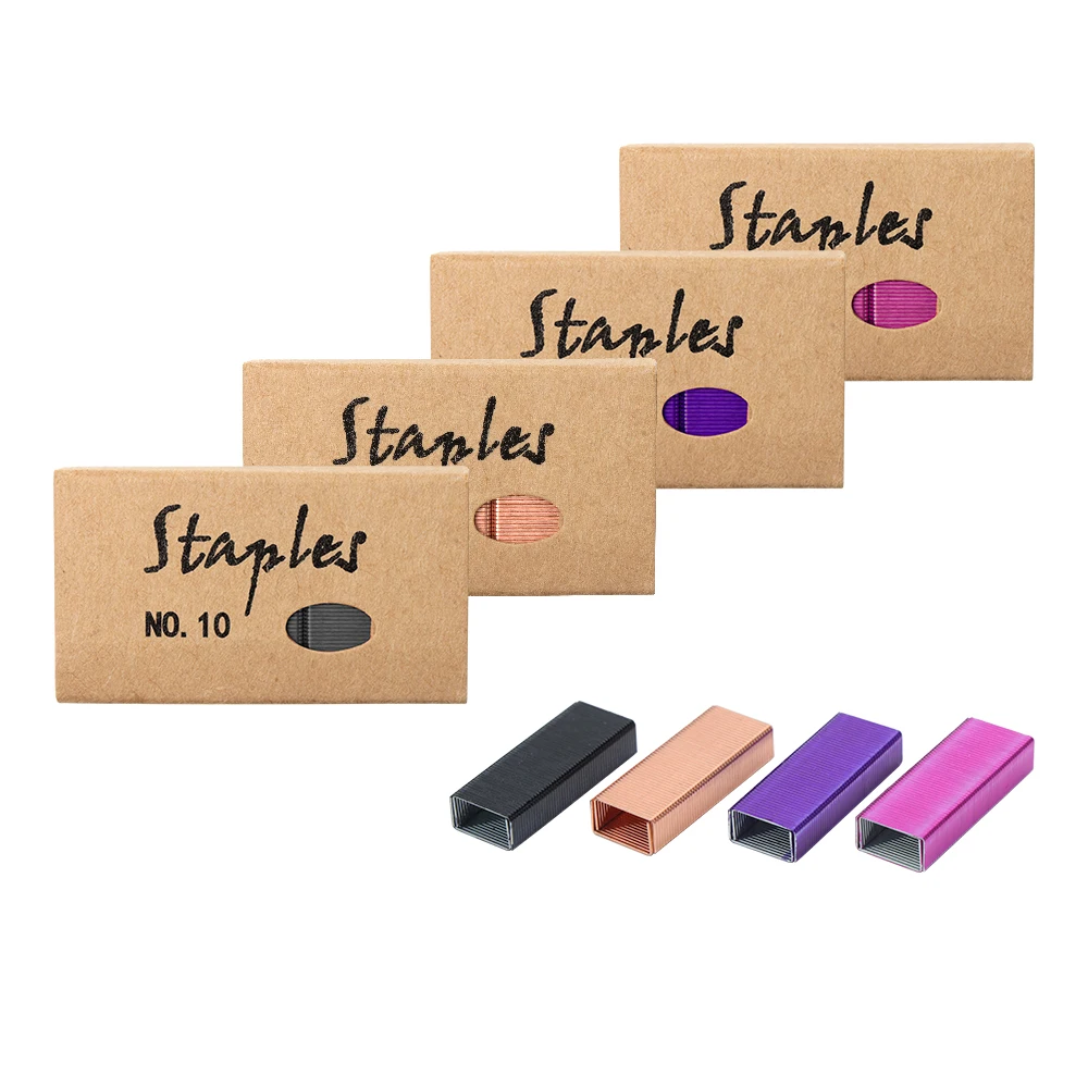 4 Box Colorful No.10 Staples Small Stapler 10 Staples Refill 4000 Mini Staple for Staplers
