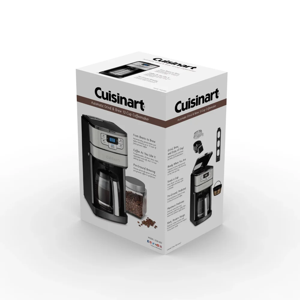 Cuisinart 12-Cup Automatic Grind and Brew Coffee Maker in Black and  Stainless Steel