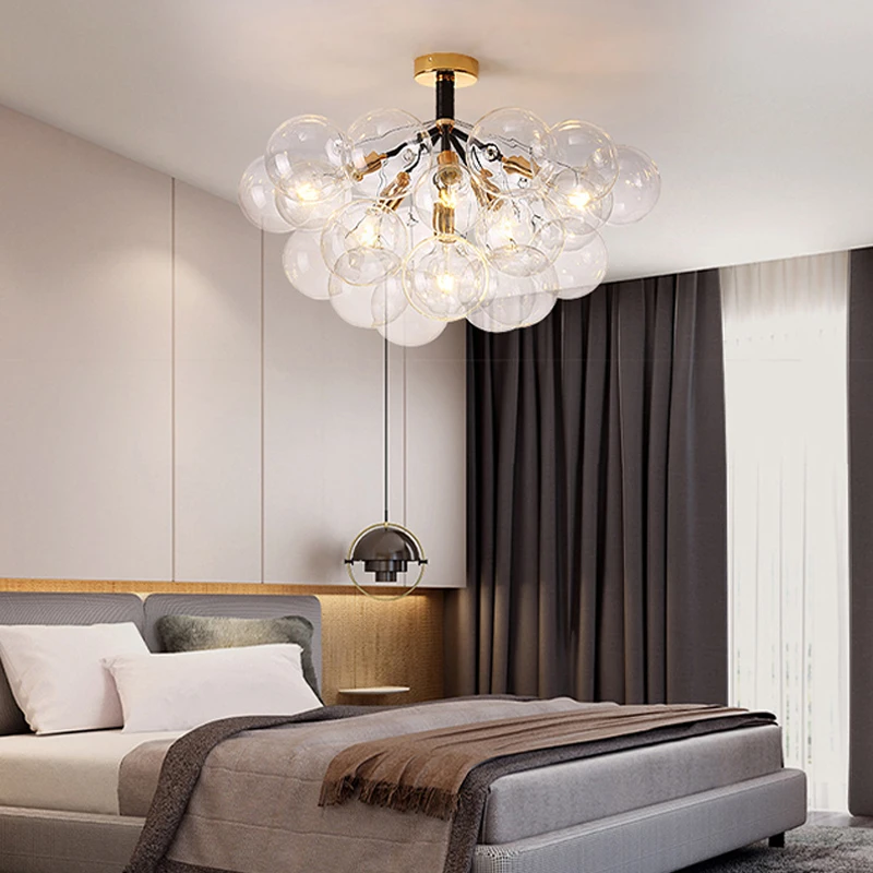 

Glass Bubble LED Ceiling Lights 2023 Modern Lustre Minimalist White Ceiling Lamps for Bedroom Nordic Home Decor Room Luminaria