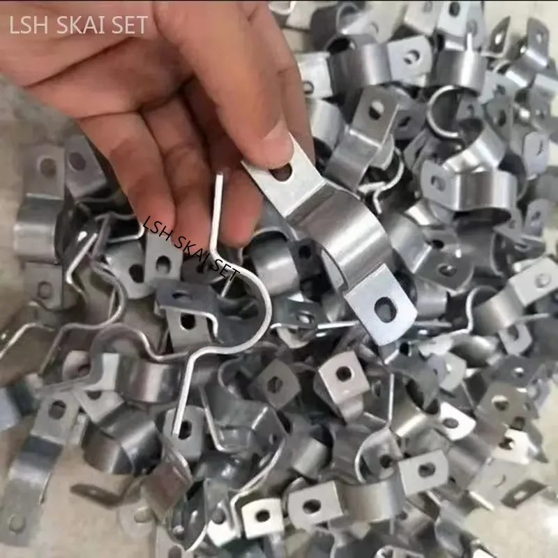 10pcs 304 Stainless Steel Pipe Buckle Thickened Water Pipe Fastener Round U-shaped Fixed Clip Wall Fastening Hardware furniture hardware,buckle clamp