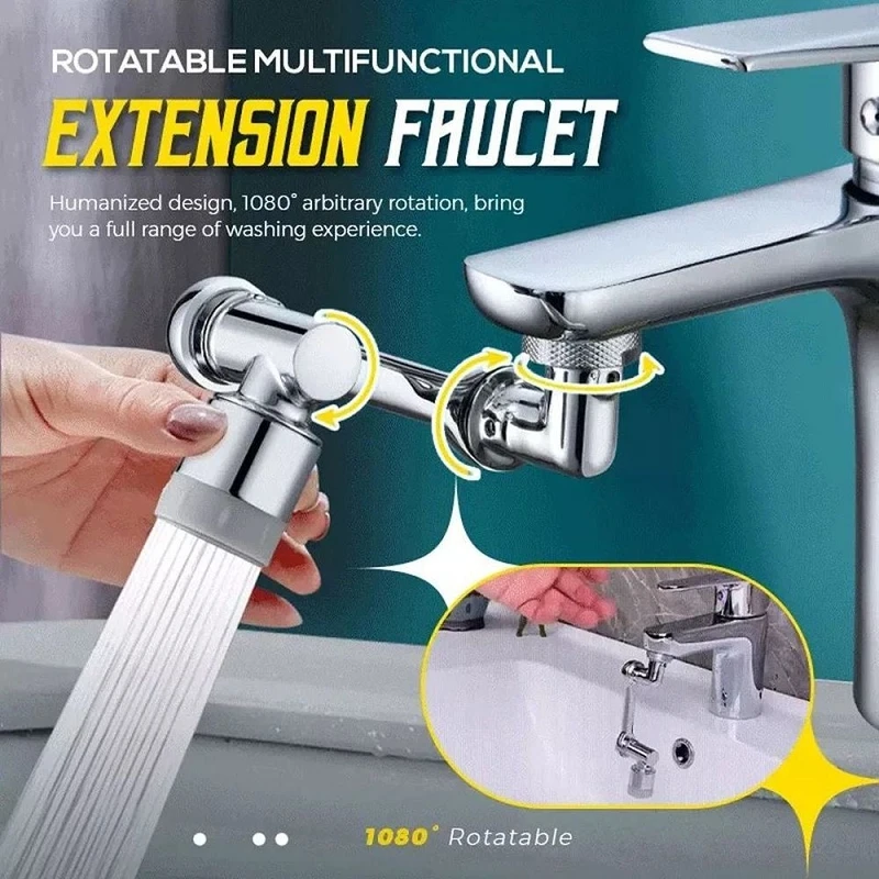 2023 Universale 1080 ° Rotazione Extender Rubinetto Aeratore Plastica Splash Filtro Cucina Lavabo Rubinetti Bubbler Ugello Braccio Robotico