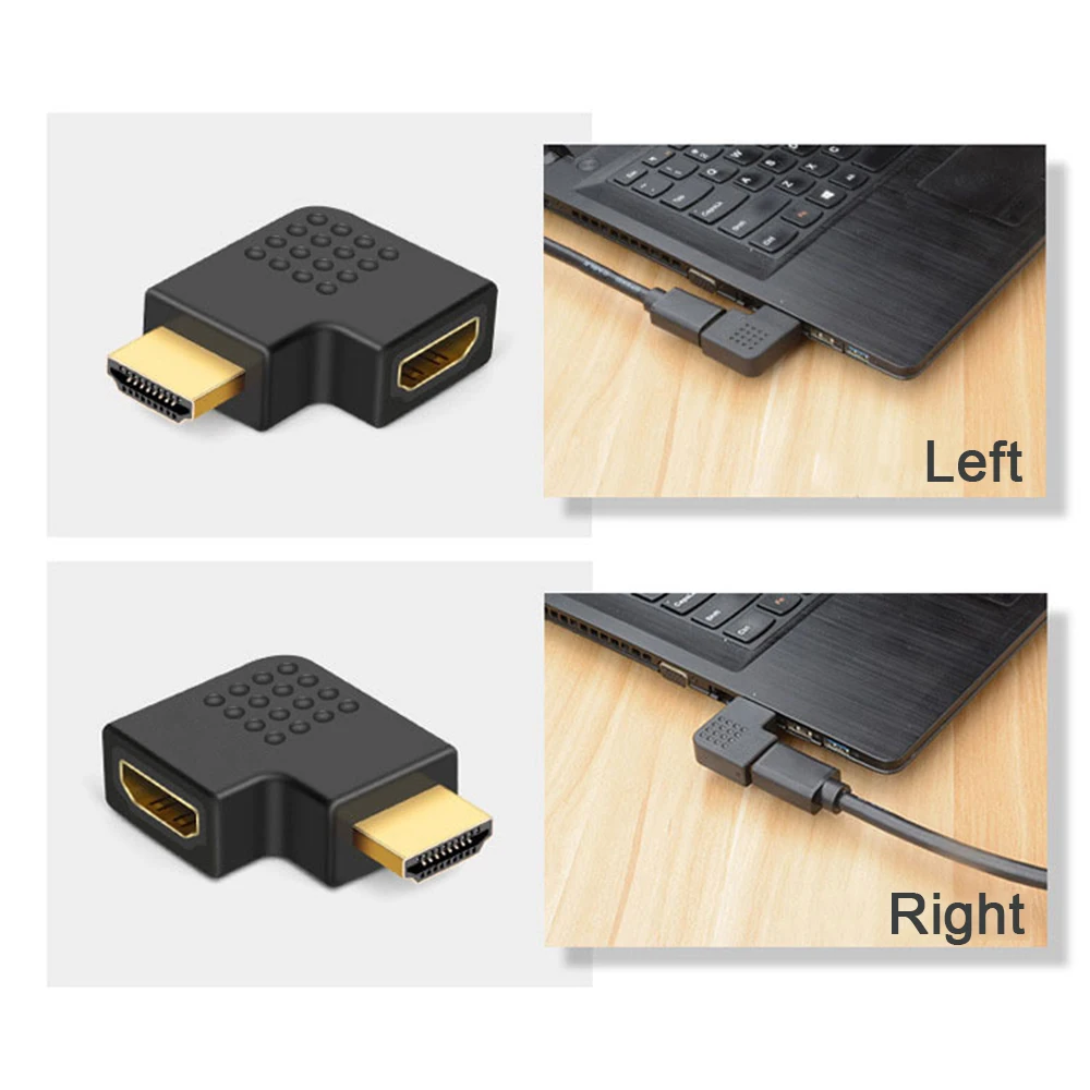 HDMI-Compatible Adapter 90 270 Degree Right Angle Male to Female Converter 4K HD Connector Mini / Micro HDMI-Compatible Extender