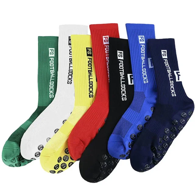 4/1Pair New Style FS Football Socks Round Silicone Suction Cup Grip Anti Slip Soccer Socks Sports Men Women Baseball Rugby Sock