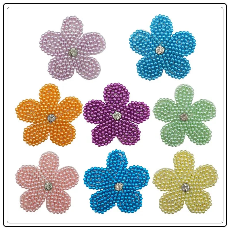 

2 Piece Handmade Beads Colored Pearl Flower Patch Sewing Clothing DIY Brooch Dress Shoes Bag Hat Applique Decoration Accessories