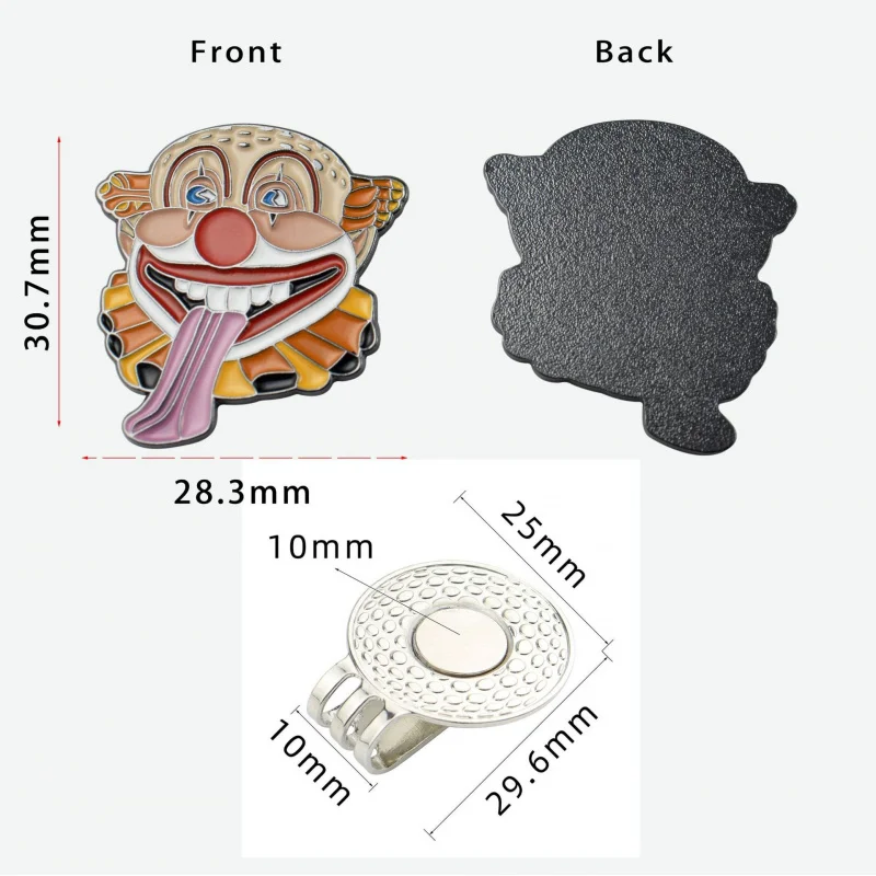 【New】 New Happy Gilmore Clown creative metal enamel ball marker with golf accessories