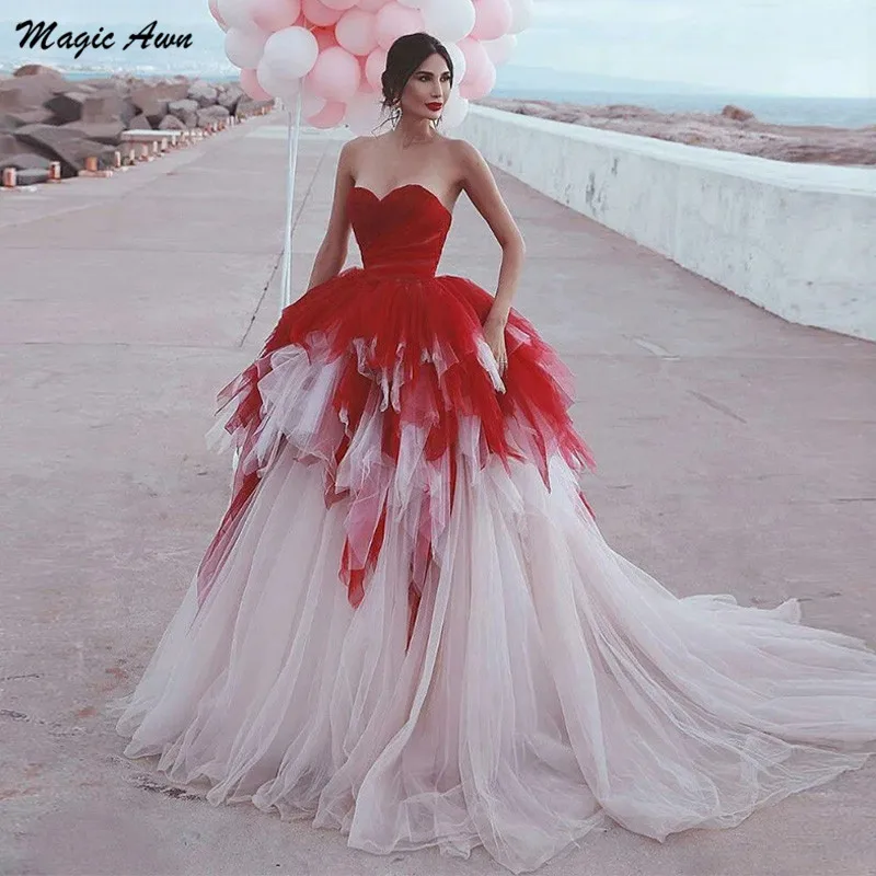 Vestido de baile mรกgico para mulheres, tule colorido querido, vestido de noiva boho, vestidos de festa em camadas
