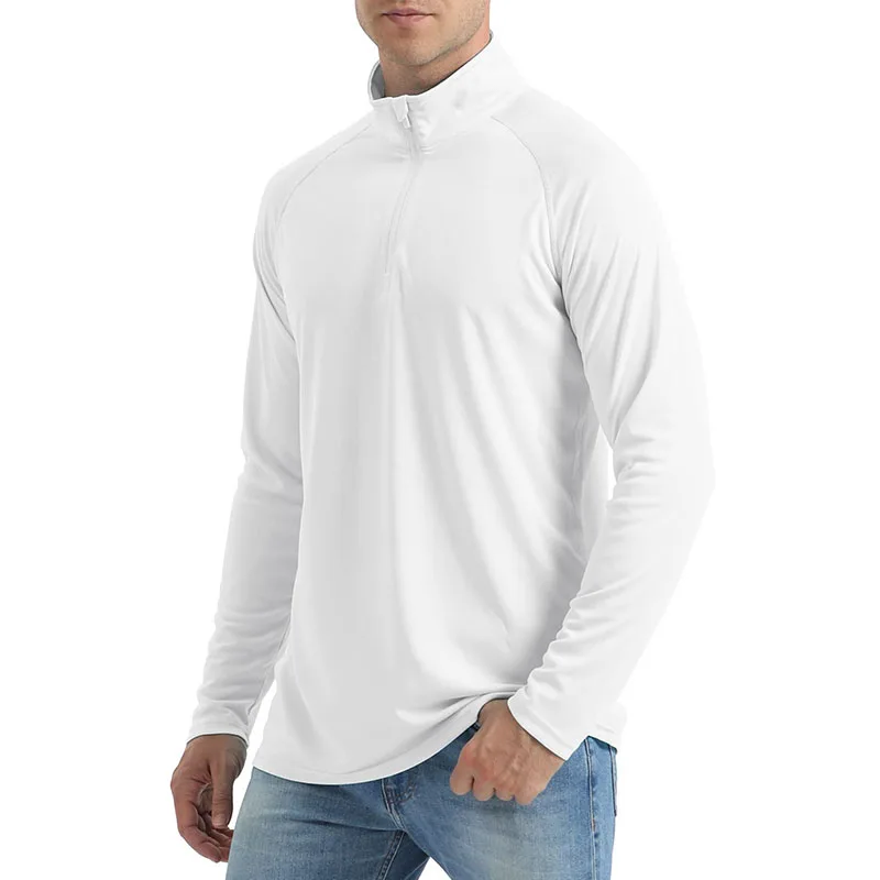 Men's UV Protection T-shirts 1/4 Zip Long Sleeve Quick Dry Outdoor T Shirt Hiking Fishing Camping Climbing Pullover sport t shirt long sleeve t shirt