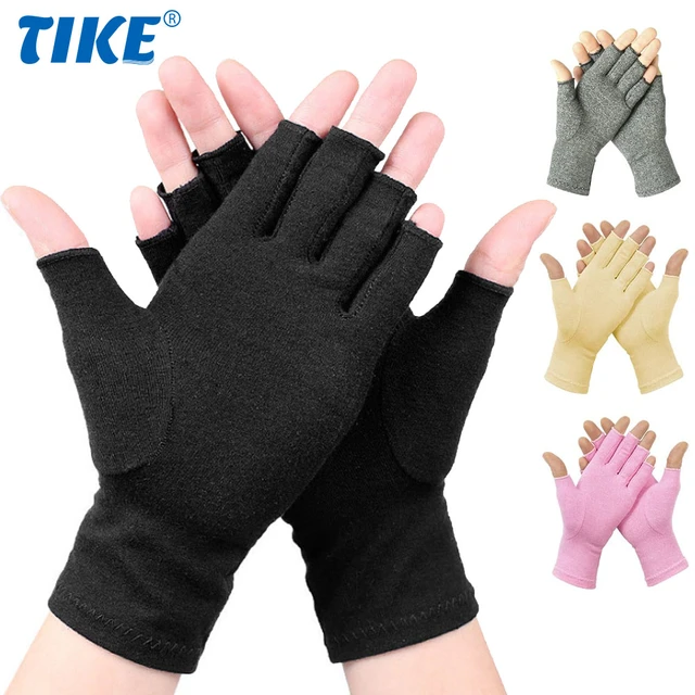 2 Pairs Craft Gloves Knitting Gloves Quilting Hands Compression Gloves  Fingerless Pressure Gloves Craft Gloves for Typing, 2 Colors