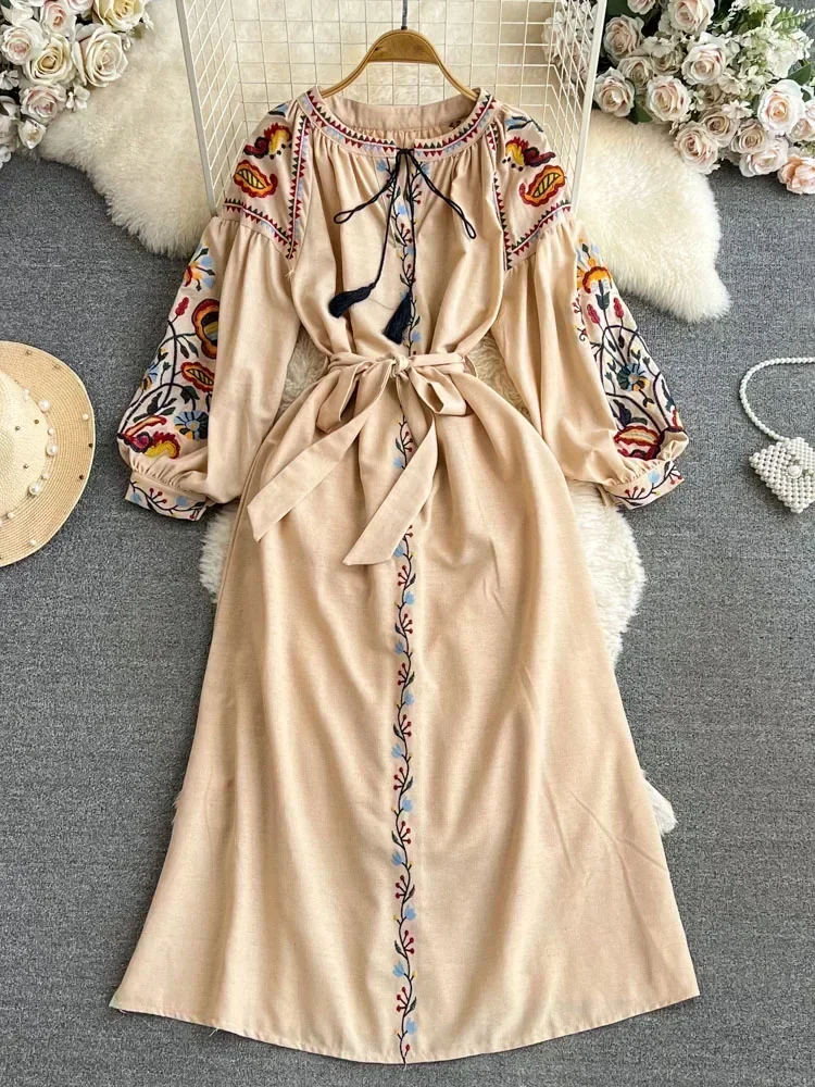 chinese dress ladies Charlie B Printed Sleeveless Round Neck Linen Dress With Coconut Button main image 0