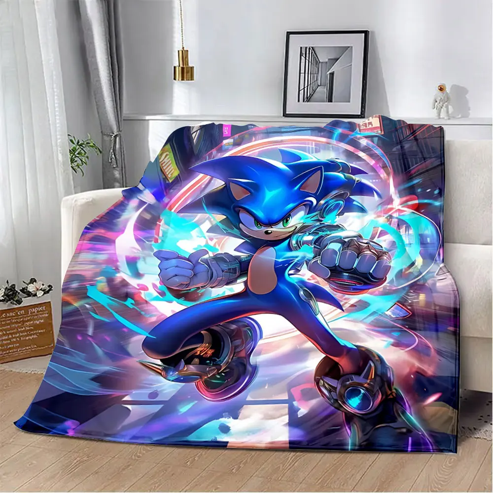 Picnic Blanket S-Sonic H-Hedgehog Printed Blanket Picnic Blankets Warm Blanket Soft and Comfortable Home Travel Birthday Gift
