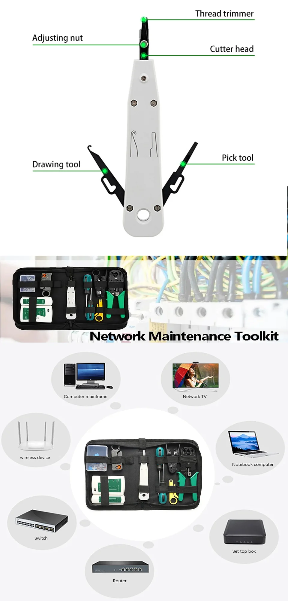 CAT5 CAT5e Portátil Kit Ferramenta de Reparo