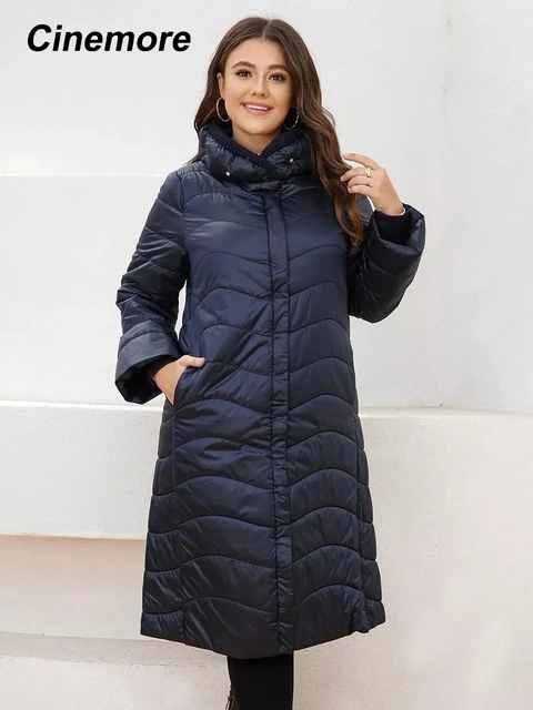 Cinemore-Chaqueta informal holgada para mujer, Parka de talla grande,  abrigo largo con costura de bobina de lana, ropa femenina de moda de  invierno - AliExpress
