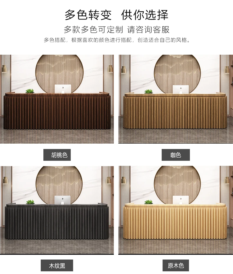 Description Picture 5 of itemStorefront Desk Reception Offices Wooden Pulpit Podium Standing Reception Counter Stainless Ufficio Tavolo Lusso Salon Furniture