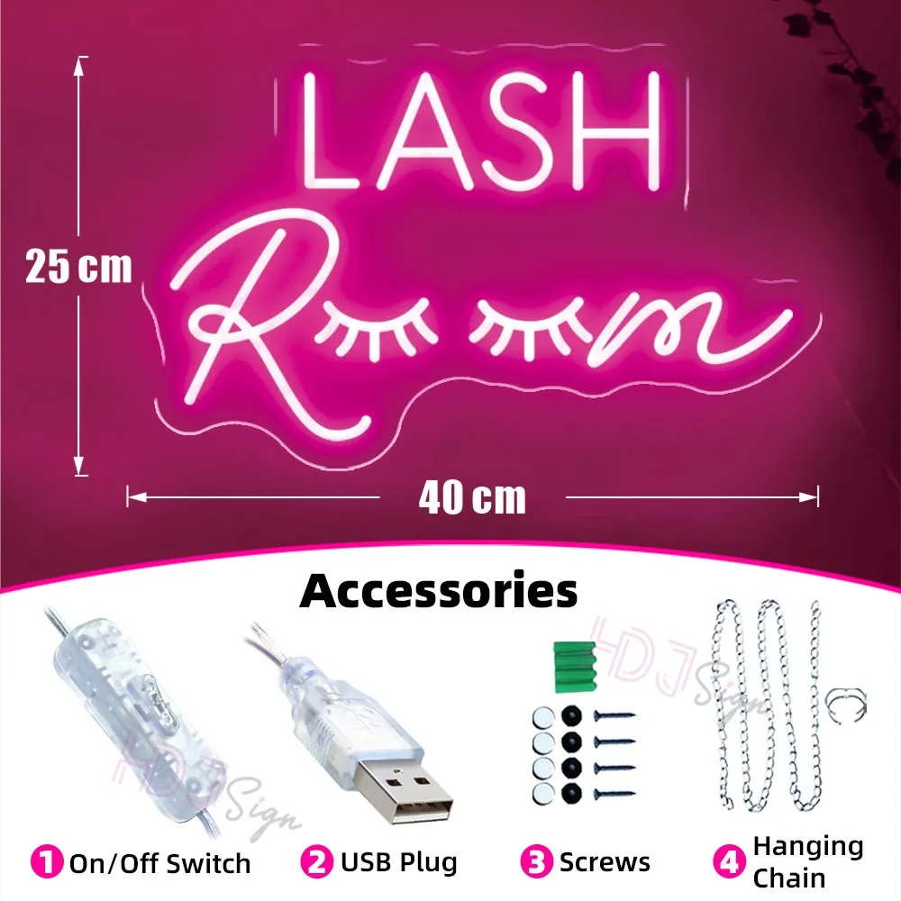 Pink Neon Sign Lights for Salon Wall Art and Room Decor